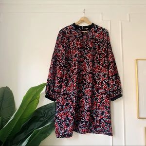 LOFT Swing berry dress with velvet trim, Sz L